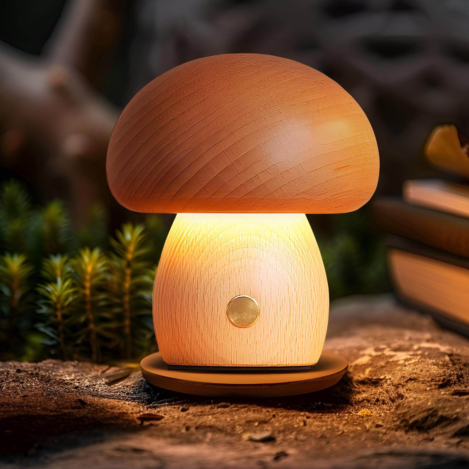 实木蘑菇灯床头卧室睡眠学生宿舍充电小夜灯创意护眼礼物LED台灯,家装灯饰光源,装饰台灯,淘宝优惠券,粉丝福利购,淘宝优惠卷