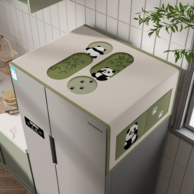 冰箱防尘盖布双开门微波炉床头柜顶部散热型双侧口袋洗衣机防尘罩