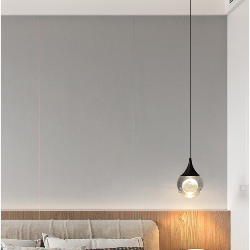 新款升降小吊灯轻奢卧室床头水晶长线调节灯背景墙装饰灯转角灯具