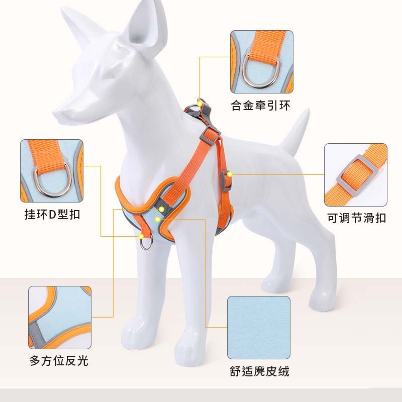 狗狗胸抱婴袋牵引绳遛狗背心式小型犬宠物防挣脱比熊泰迪幼犬狗炼