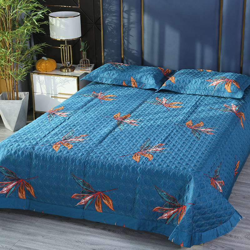 高端100支长绒棉床盖三件套新款全棉双面加厚床单四季用绗缝床罩