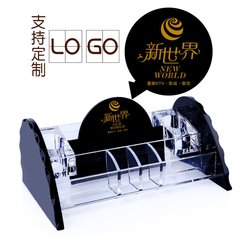 亚克力话筒架桌面KTV无线话筒座麦克风支架多功能收纳盒水晶麦架