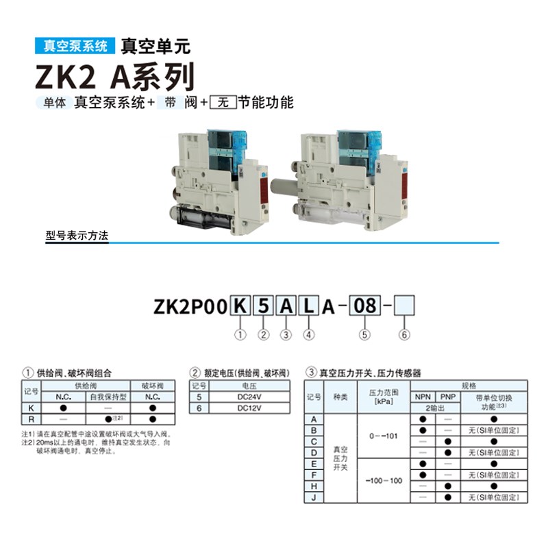 真空集成发生器ZK2A07K55L-080/61AK5AL-12K5AL真空单元泵带