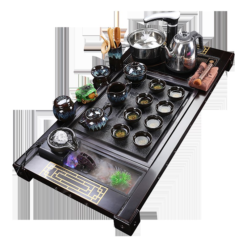 茶具套装家用一体式功夫紫砂陶瓷全自动四合一电磁炉茶道实木茶盘