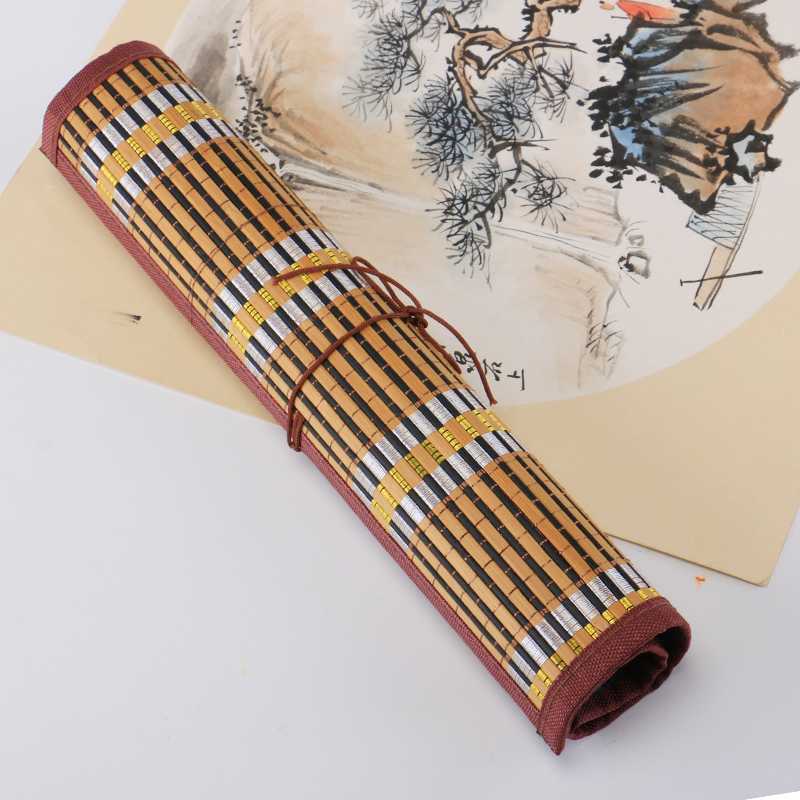 毛笔专用竹制笔袋书法国画用具中国风古风笔帘用品文房四宝保护毛