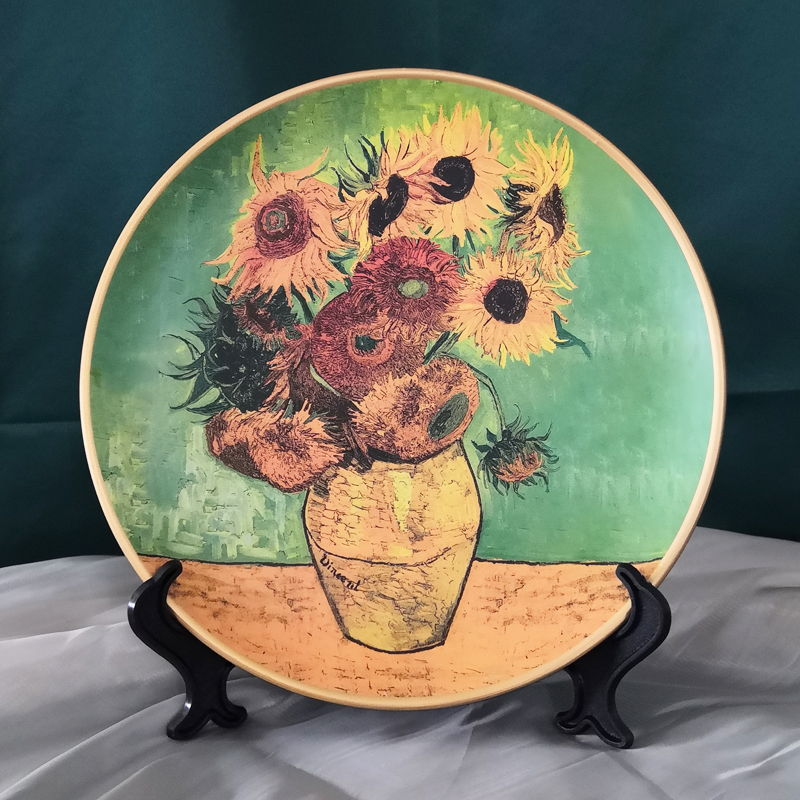 梵高油画盘子陶瓷装饰摆盘墙面挂盘书架酒柜摆件欧式艺术看盘赏盘图片