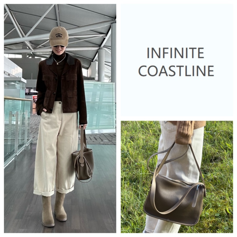 INFINITE COASTLINE/无垠海岸春晓4410牛皮单肩斜挎大肚包