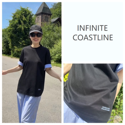 INFINITE COASTLINE/无垠海岸春晓12433百搭【紫袖】黑上衣半袖T