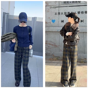 INFINITE COASTLINE/无垠海岸D20041绿咖格子裤YM79-K8015