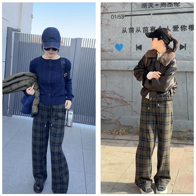 INFINITE COASTLINE/无垠海岸D20041绿咖格子裤YM79-K8015