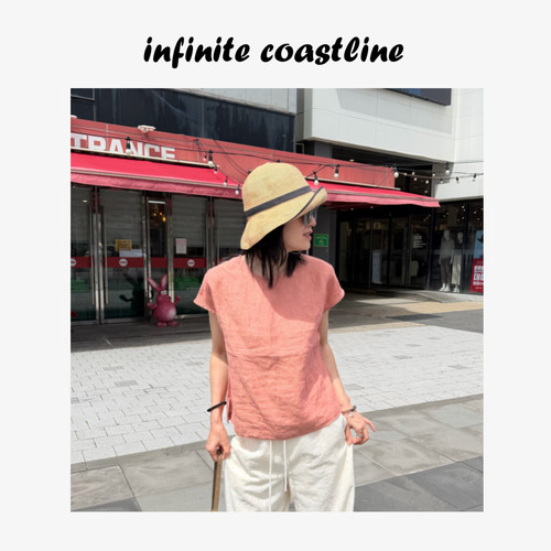 INFINITE COASTLINE/无垠海岸12689【双色】包肩亚麻上衣