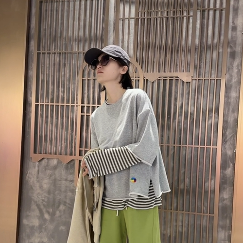 INFINITE COASTLINE/无垠海岸春晓C12481灰色宽松大半袖