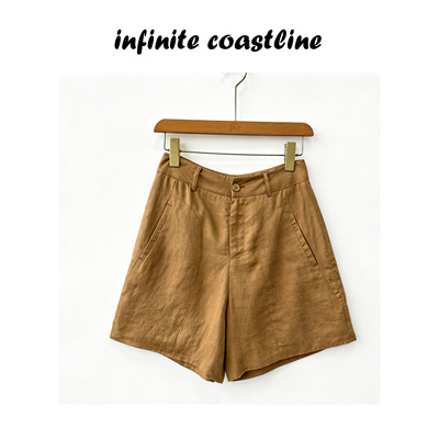 INFINITE COASTLINE/无垠海岸20100卡其色麻短裤22870