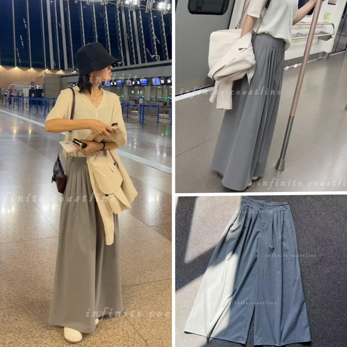 INFINITE COASTLINE/无垠海岸春晓2A03高腰显瘦台风灰裤裙