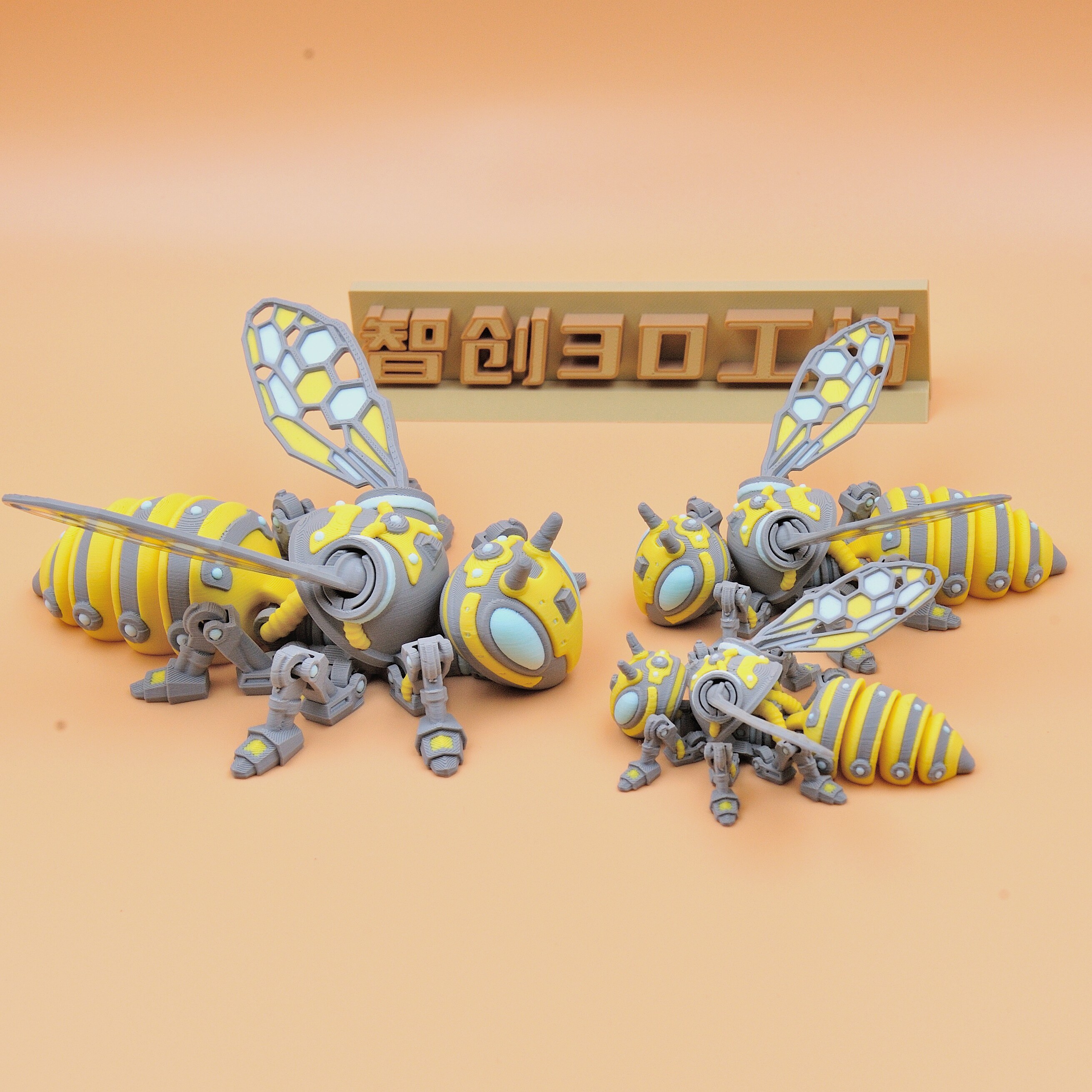 3D打印机甲机械蜜蜂可动关节多色打印创意摆件玩具冰箱贴磁吸手工