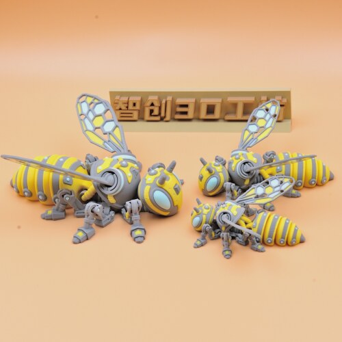 3D打印可动机甲蜜蜂摆件磁吸可选