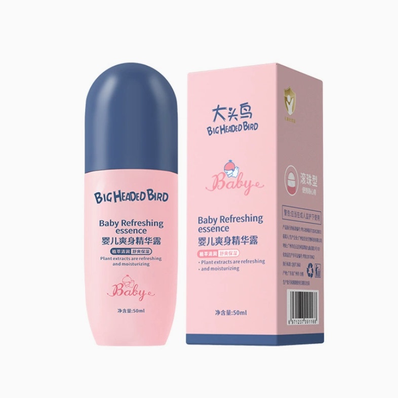 大头鸟婴儿爽身精华露走珠液体保湿干爽防痱温和易吸收爽身露