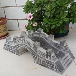 青石石雕小桥造景石桥微景观小桥假山鱼缸桌面摆放微小石头石桥