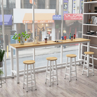 靠墙吧台桌家用简约阳台窗边桌酒吧奶茶店高M脚桌椅长条餐桌窄桌
