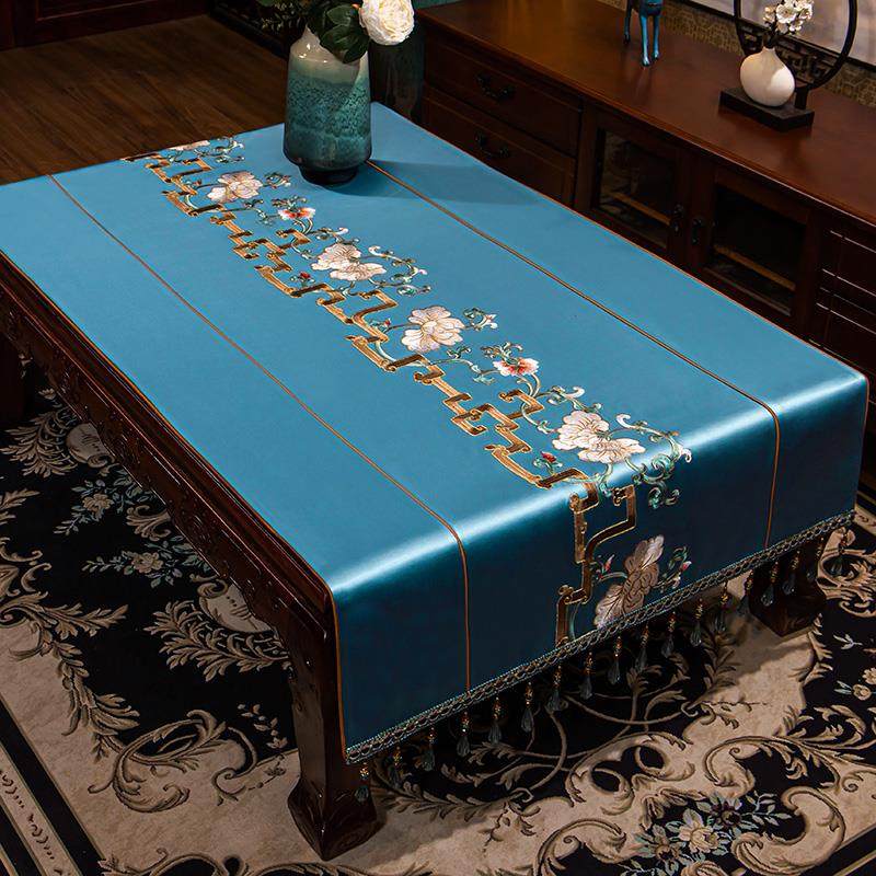 中式茶几布盖巾套罩现代简约餐桌垫长方形电视柜台布刺绣桌布定制,居家布艺,茶几垫,淘宝优惠券,粉丝福利购,淘宝优惠卷