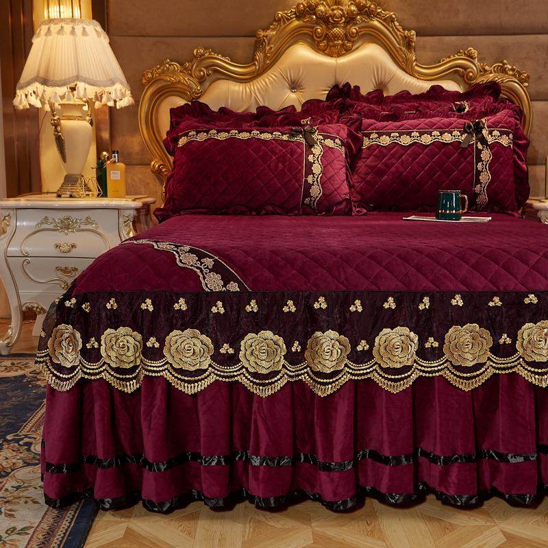 夹棉加厚床罩床套单件公主欧式水晶绒床裙床垫保护套冬席梦思床围,床上用品,床裙,淘宝优惠券,粉丝福利购,淘宝优惠卷