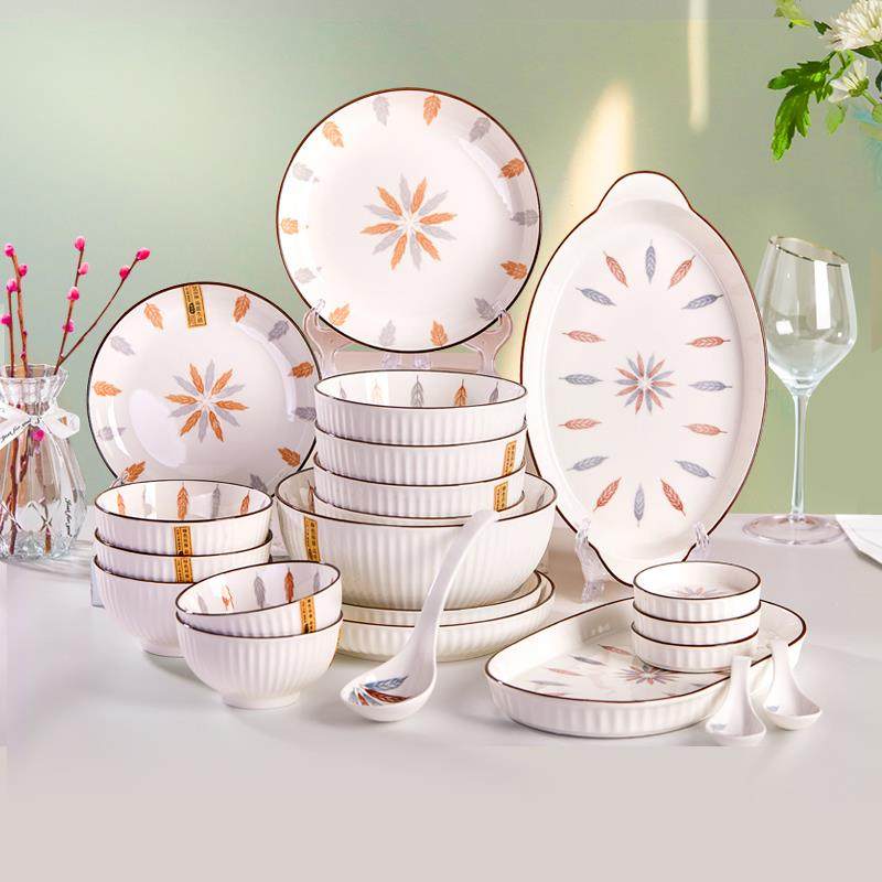 陶瓷釉下彩碗碟套装家用加厚防烫健康好看的吃饭碗盘组合礼品餐具,餐饮具,碗,淘宝优惠券,粉丝福利购,淘宝优惠卷