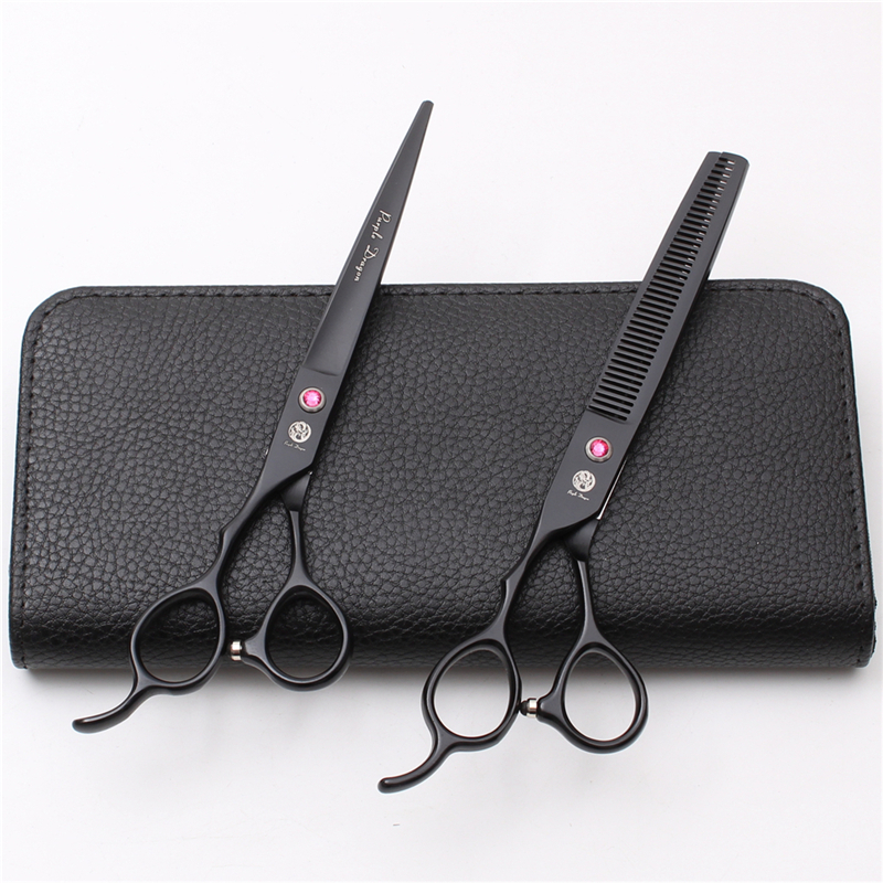 7.0寸专业左手剪刀黑色平剪牙剪打薄翘剪银色理发美发剪宠物美容