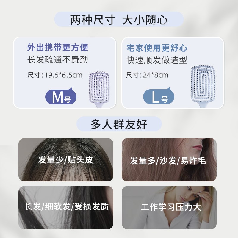 豆豆 LOLOLA萝萝拉干湿发回形镂空按摩刷头发部气囊气垫弹力梳子