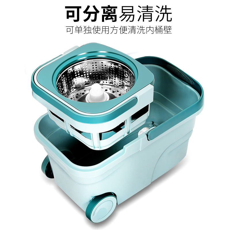 加厚双驱动懒人拖把桶旋转不锈钢甩乾墩布家用免手洗拖布乾湿两用