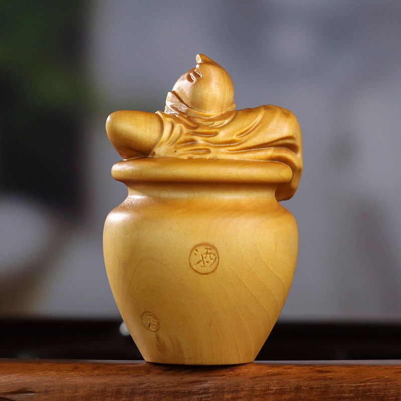 黄杨木雕手把件新中式家居装饰活佛神像人物济公醉酒木质工艺摆件