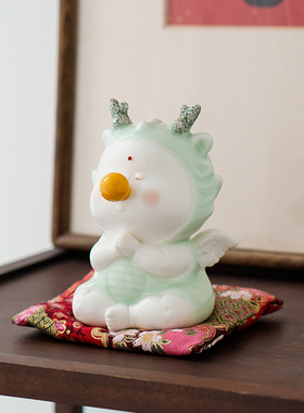 创意龙宝宝陶瓷工艺品送礼可爱打坐1/4寸套筒扳手龙茶宠摆件客厅