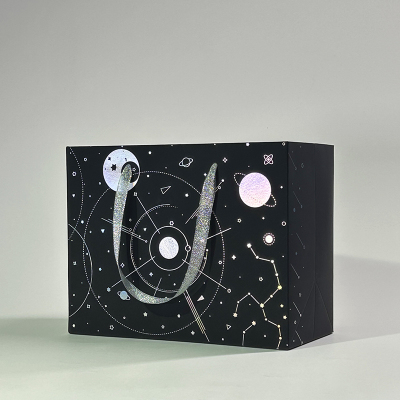 礼品袋手提纸袋子黑色pins风创意简约送男生日礼物高级感小众轻奢