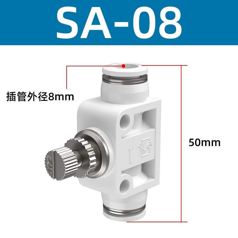 气管快速接头节流阀气动可调t调速阀开关单向调节SA快插SL8-01气