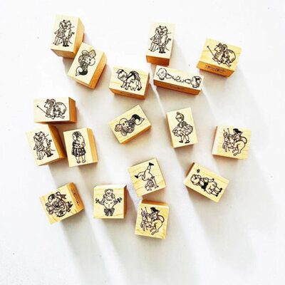 可爱n翻i印章e现货小女孩手帐Kmg星经典款日本斗木质跟r座原创