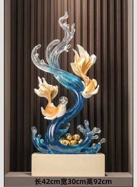 风生水起入户玄关造景招财鱼轻奢高档客厅电视柜T装饰品艺术大摆