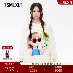 潮流百搭圆领卫衣女 T恤上衣2025秋冬新款 TSMLXLT时尚 创意印花长袖
