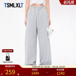 抽繩衛褲 TSMLXLT 子 時尚 女2025秋冬新款 蕾絲邊小熊玩偶裝 飾休閑褲