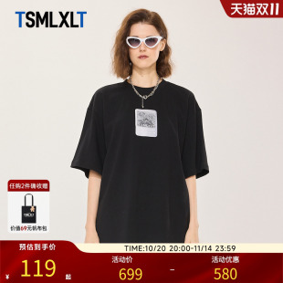 圆领极简复古圆领纯棉T恤男 新款 TSMLXLTBear系列印花短袖 女25夏季