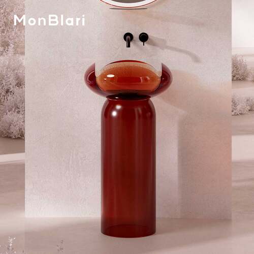 MonBlari 琬宝丽树脂碳纤维柱盆轻奢水晶家用阳台洗手盆洗漱池