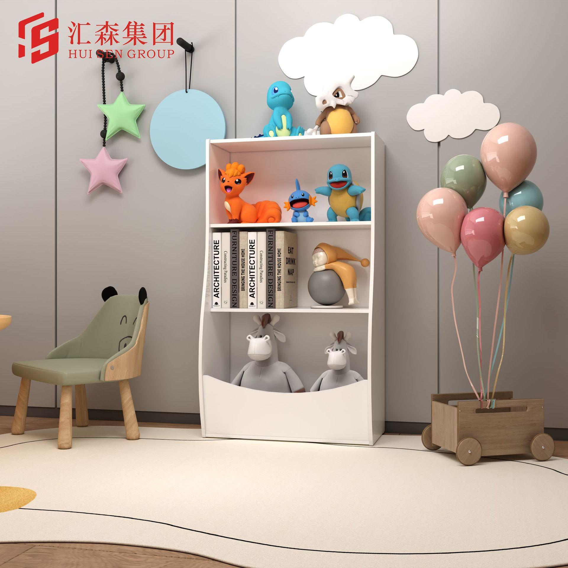 儿童三层书架学生柜子玩具收纳架客厅落地组合置物架小型简约书柜