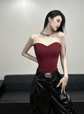 BETTER ME 彩色性感立体鱼骨束身抹胸修身背心显瘦内搭露肩上衣