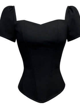 BETTER ME 短袖性感立体鱼骨束身抹胸修身背心显瘦内搭露肩上衣
