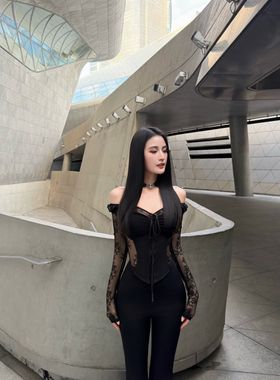 BETTER ME 欧美风性感鱼骨收腰甜辣蕾丝拼接吊带立体束身抹胸上衣