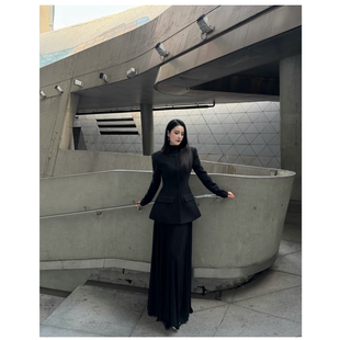 时尚 BETTER 气质长袖 黑色西服外套中式 复古秋冬优雅