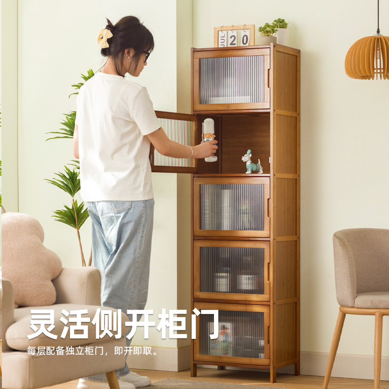 窄缝书柜书架落地简约客厅小型收纳柜子家用置物柜带门夹缝储物柜