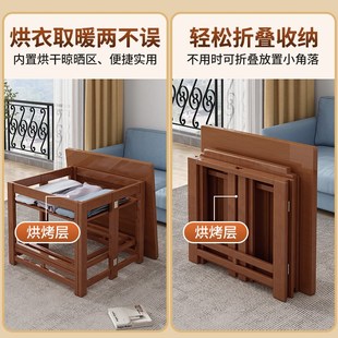 2024新款烤火桌子家用折叠烤火架楠竹正方形冬季全套四方湖南