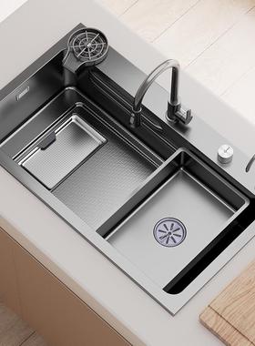 日本司野H1集渣5.0压纹水槽大单槽304不锈钢厨房洗菜盆台下洗碗池