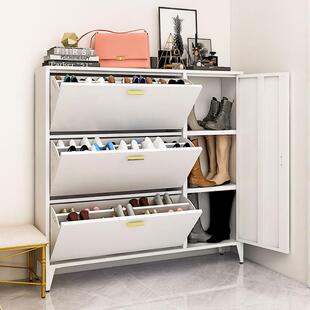 24cm超薄双层钢制鞋柜玄关柜挂墙翻斗带门铁艺北欧大容量家用落地