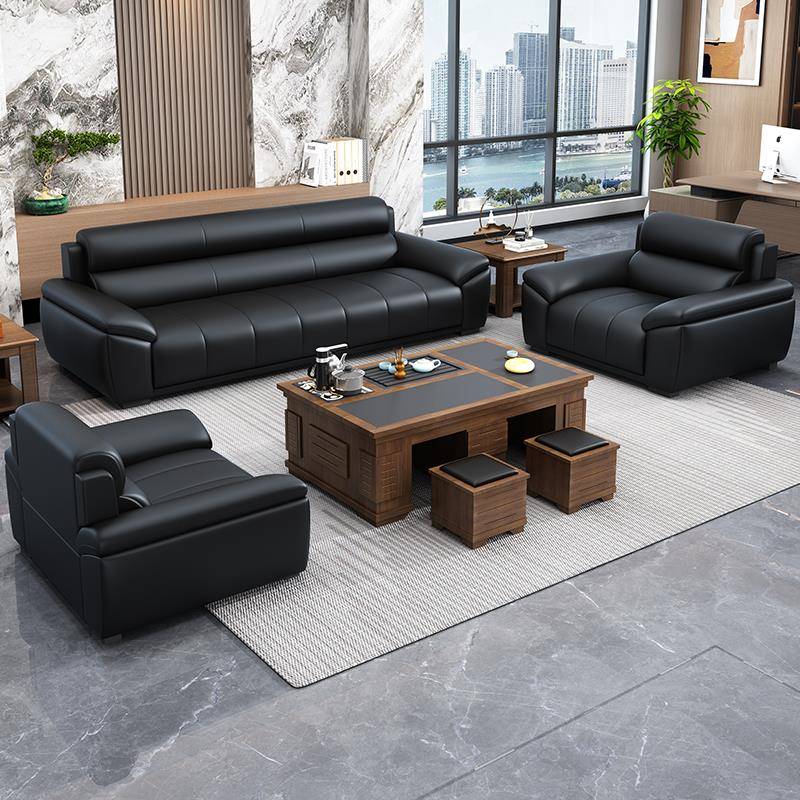 2025新款办公沙发茶几组合商务简约休闲现代贵宾室接待洽谈三人位