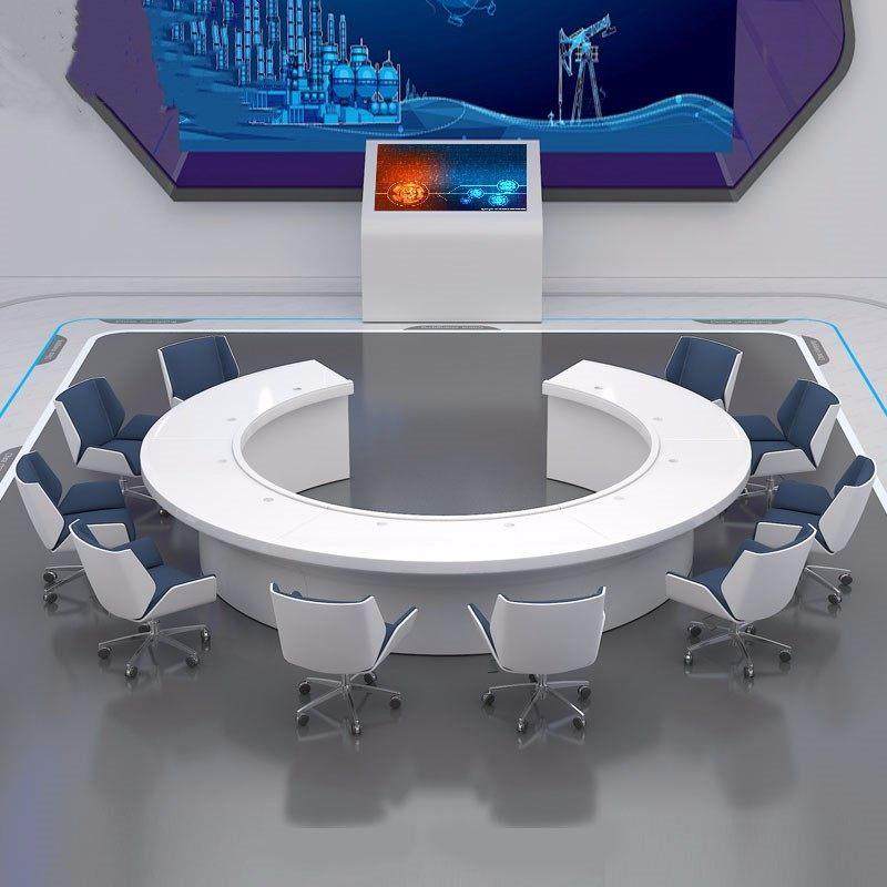 圆形会议桌C形环形桌办公接待洽谈弧形半圆会议室桌椅高端无纸化,商业/办公家具,会议桌,淘宝优惠券,粉丝福利购,淘宝优惠卷